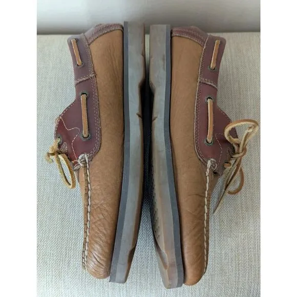 Sperry Top Sider Tan Brown Leather Mens 10.5 M Boat Shoes Nautical Fisherman