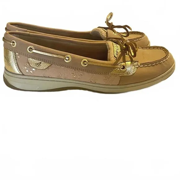 Sperry Top-Sider Women's Casual Boat Shoes - Tan Leather &amp; Gold