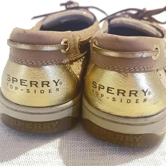 Sperry Top-Sider Women's Casual Boat Shoes - Tan Leather &amp; Gold