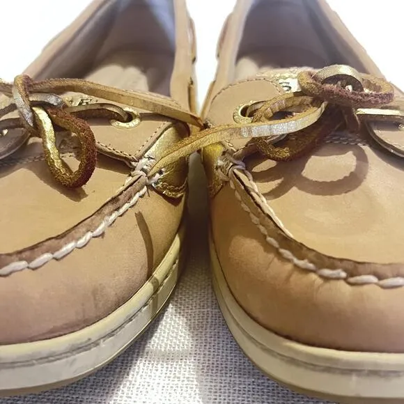 Sperry Top-Sider Women's Casual Boat Shoes - Tan Leather &amp; Gold