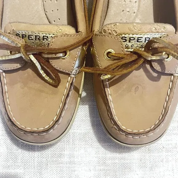 Sperry Top-Sider Women's Casual Boat Shoes - Tan Leather &amp; Gold