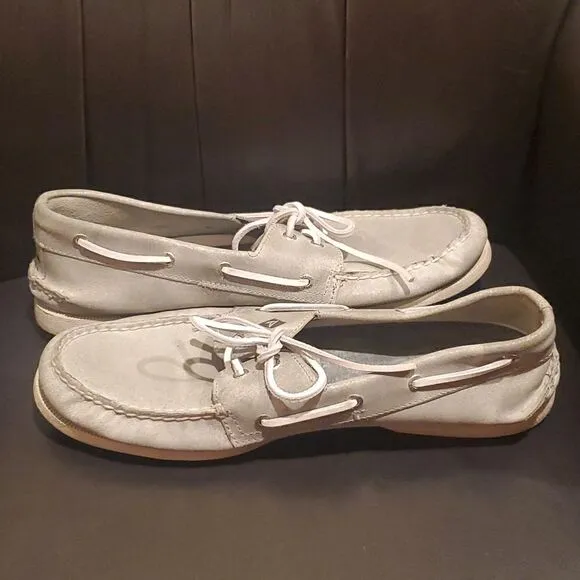 SPERRY Top - Sider Leather Grey Boat Shoes - Size 13