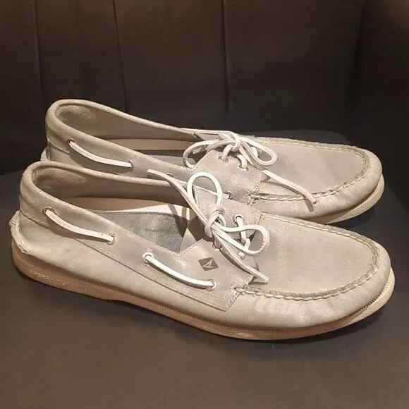 SPERRY Top - Sider Leather Grey Boat Shoes - Size 13