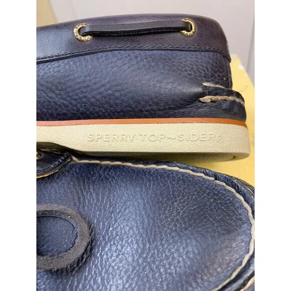 Sperry Top-Siders Gold Cup Rivingston Navy Leather Slip on Boat Shoes - Size 11