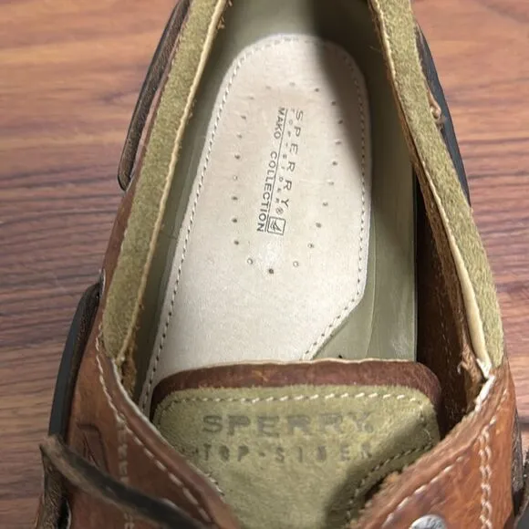 Sperry Topsider Mako Canoe Moc Boat Shoe in Amaretto Leather. Size 13W.