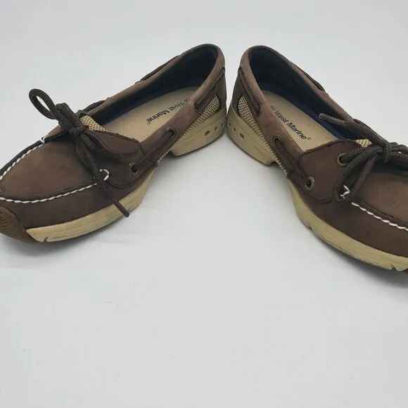 𝅺sperry West Marine Performance Low Boat Shoes Brown Leather Size 6.5 M