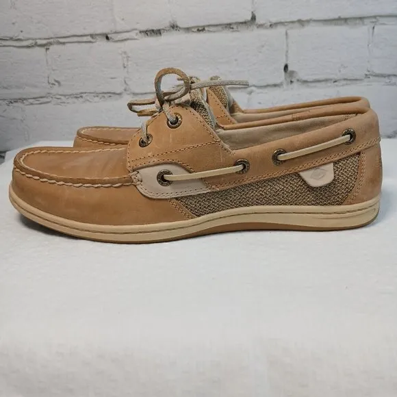 SPERRY WOMENS KOIFISH LEATHER BOAT SHOE LEATHER TAN SIZE 8.5 LIKE NEW