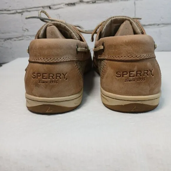 SPERRY WOMENS KOIFISH LEATHER BOAT SHOE LEATHER TAN SIZE 8.5 LIKE NEW