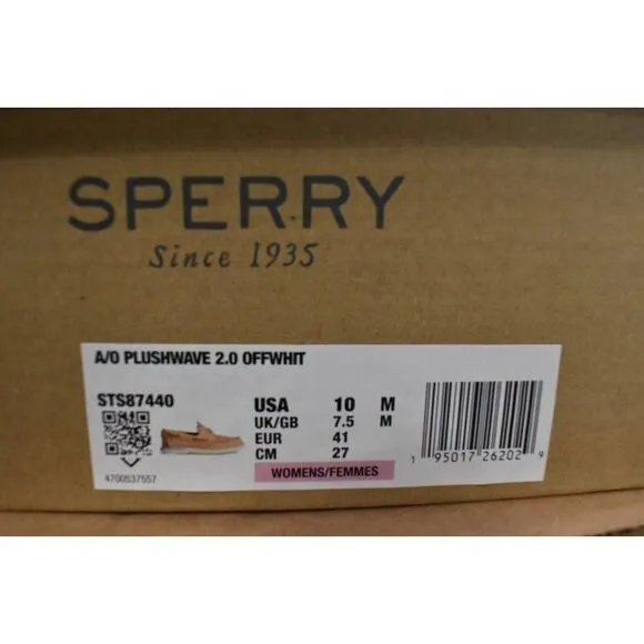 Sperry Womens Size 10 A/O Plushwave 2.0 Off-White Leather Slip On Boat Shoes