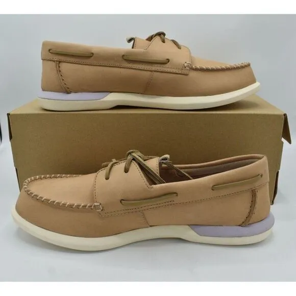 Sperry Womens Size 10 A/O Plushwave 2.0 Off-White Leather Slip On Boat Shoes