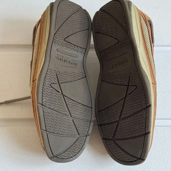 Sperry Boys' Lanyard Boat Shoes In Dark Tan/Navy Size Little Kid 3