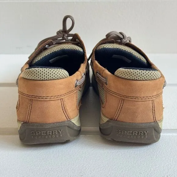 Sperry Boys' Lanyard Boat Shoes In Dark Tan/Navy Size Little Kid 3