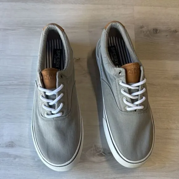 SPERRY Striper II CVOVulcanized Sneaker Flat Heel Grey Canvas 13 NWT in box