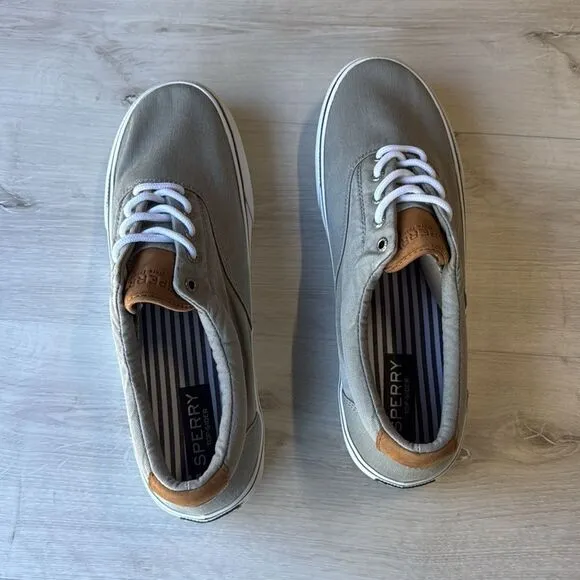 SPERRY Striper II CVOVulcanized Sneaker Flat Heel Grey Canvas 13 NWT in box
