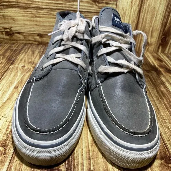 SPERRY TOP-SIDER Mens High Top  Sneaker boot Gray Leather Boat Shoe Foldable  8