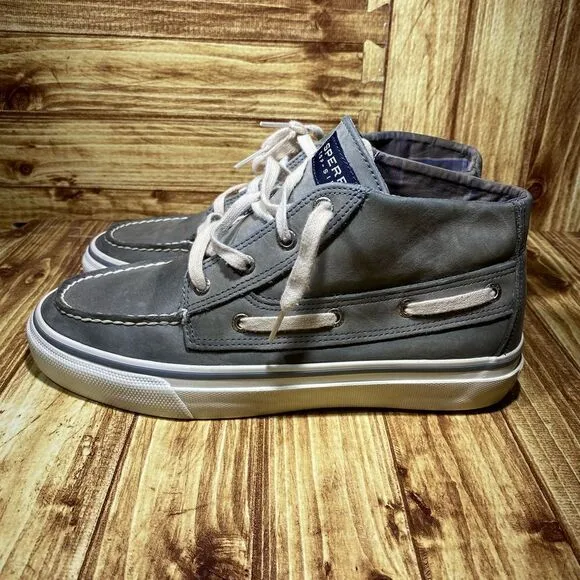 SPERRY TOP-SIDER Mens High Top  Sneaker boot Gray Leather Boat Shoe Foldable  8