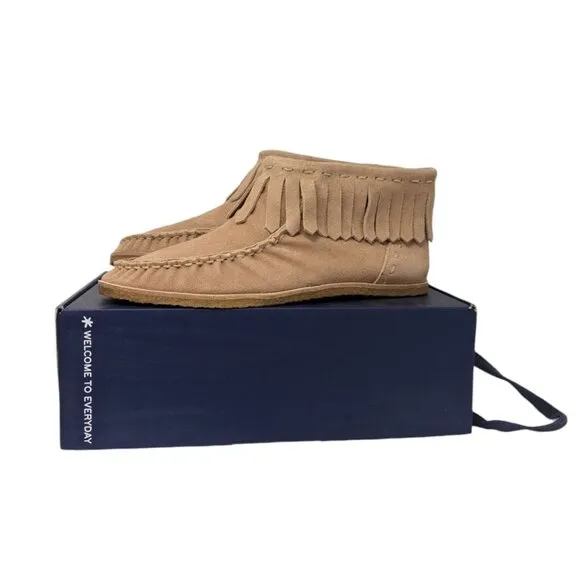 Splendid Bennie Womens Tan Suede Fringe Moccasins Ankle Booties Size 8.5