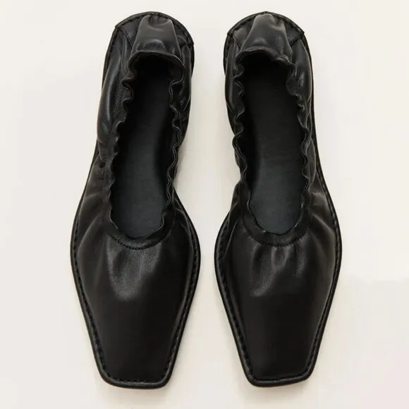 St. Agni Soft Gathered Leather Ballet Flats