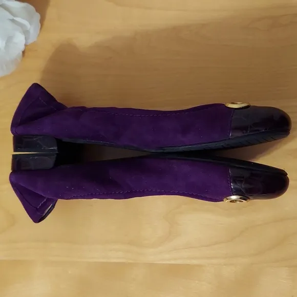 St. John Bolshoi Purple Suede Ballet Style Flats with Leather Cap Toe Size 9
