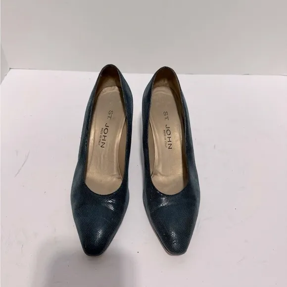 St. John Womens Heels Shoes Size 8 Textured Leather Made in Italy