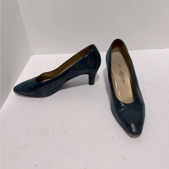 St. John Womens Heels Shoes Size 8 Textured Leather Made in Italy