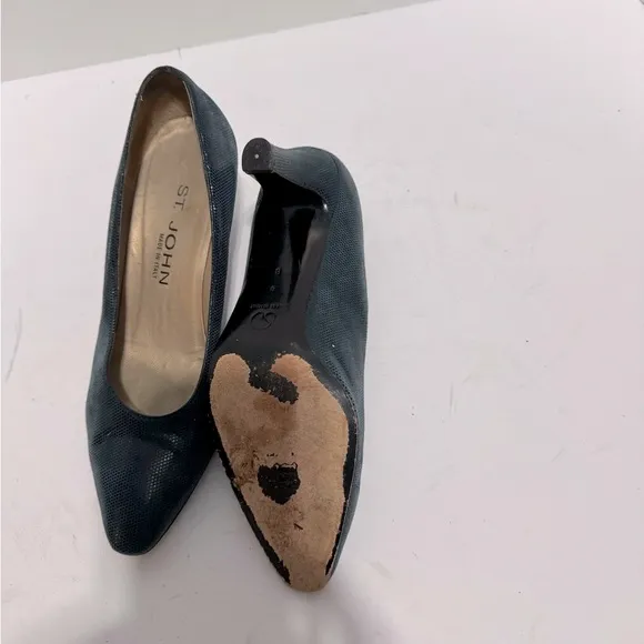 St. John Womens Heels Shoes Size 8 Textured Leather Made in Italy