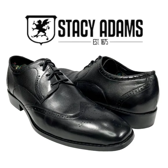 Stacy Adam | Wing Tip Black Leather Oxford Derby Lace Up Shoes | Men’s 11.5‎ M