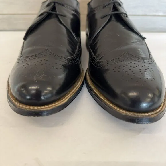 Stacy Adams Black Leather Wingtip Oxford Lace Up Dress Shoes US Men's 10.5 D