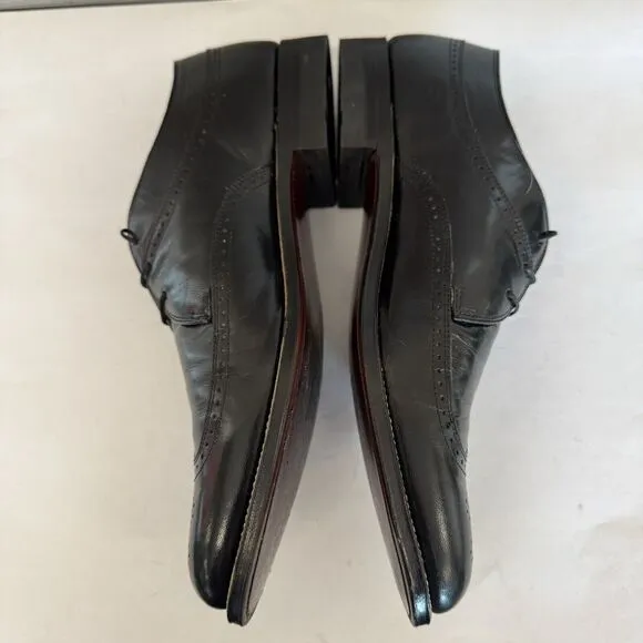Stacy Adams Black Leather Wingtip Oxford Lace Up Dress Shoes US Men's 10.5 D
