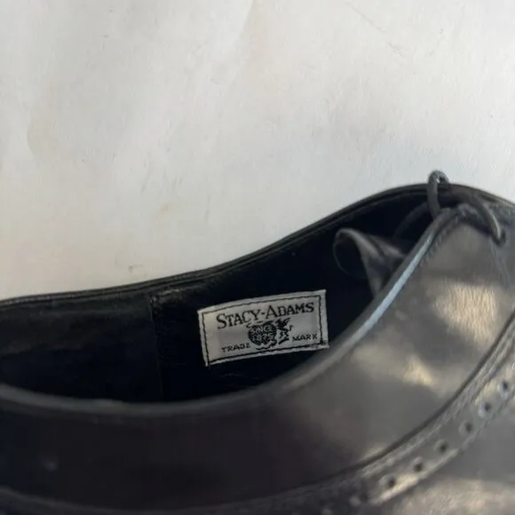 Stacy Adams Black Leather Wingtip Oxford Lace Up Dress Shoes US Men's 10.5 D