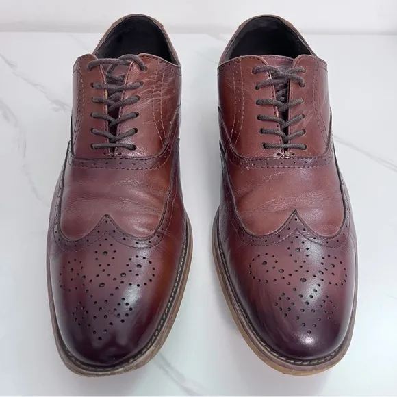 Stacy Adams Brown Leather Wingtip Oxfords Men’s Dress Shoes Size 10