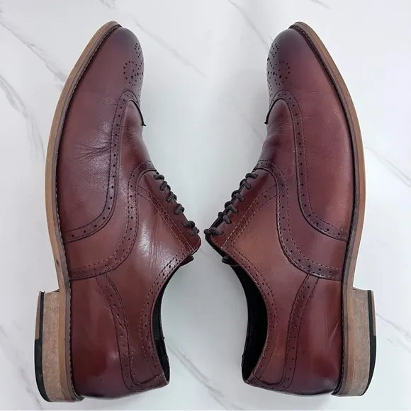 Stacy Adams Brown Leather Wingtip Oxfords Men’s Dress Shoes Size 10