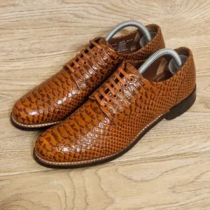 Stacy Adams Madison Anaconda Print Leather Shoes Brown 00055-240 Mens Size 7D