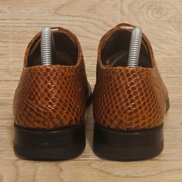 Stacy Adams Madison Anaconda Print Leather Shoes Brown 00055-240 Mens Size 7D