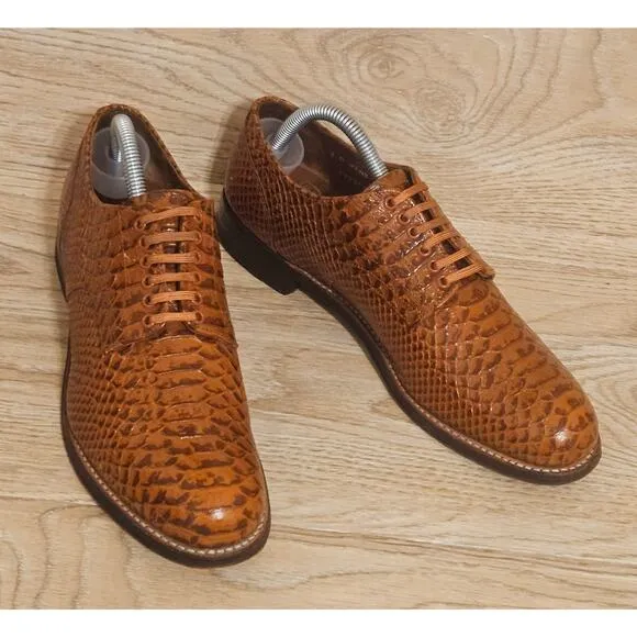 Stacy Adams Madison Anaconda Print Leather Shoes Brown 00055-240 Mens Size 7D