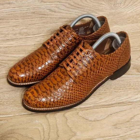 Stacy Adams Madison Anaconda Print Leather Shoes Brown 00055-240 Mens Size 7D