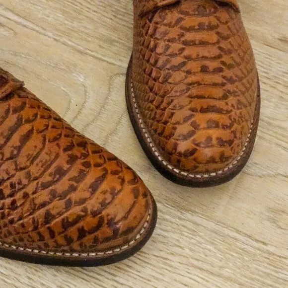 Stacy Adams Madison Anaconda Print Leather Shoes Brown 00055-240 Mens Size 7D