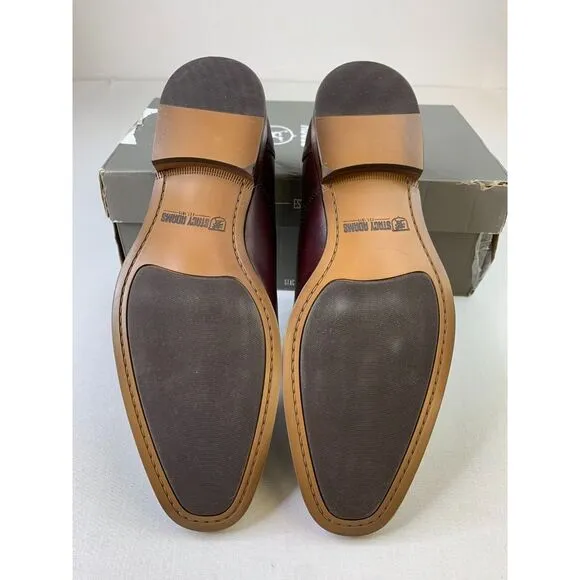 Stacy Adams Mens Kallum Burgundy Cap‎ Toe Leather Lace-Up Dress Shoes Sz 10.5W