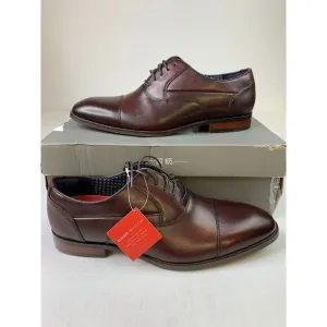 Stacy Adams Mens Kallum Burgundy Cap‎ Toe Leather Lace-Up Dress Shoes Sz 10.5W