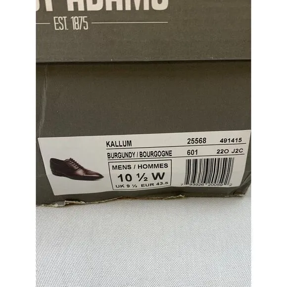 Stacy Adams Mens Kallum Burgundy Cap‎ Toe Leather Lace-Up Dress Shoes Sz 10.5W