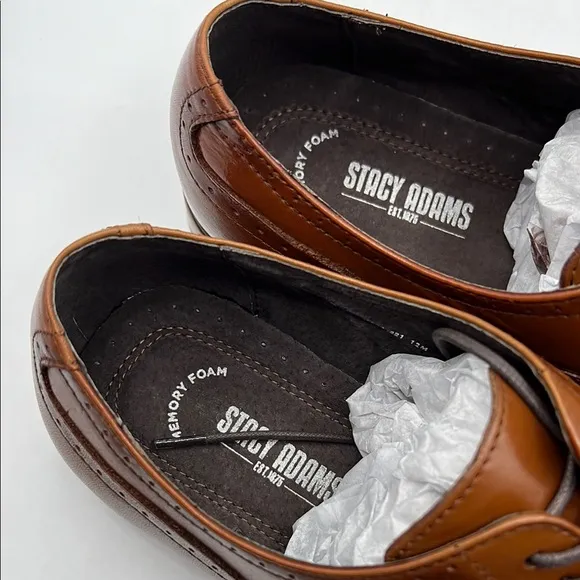 Stacy Adams Sz 12 Dunbar Brown Leather Oxford Shoes with Brogue Detailing NIB