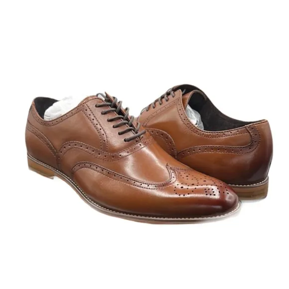 Stacy Adams Sz 12 Dunbar Brown Leather Oxford Shoes with Brogue Detailing NIB