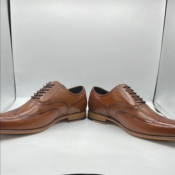 Stacy Adams Sz 12 Dunbar Brown Leather Oxford Shoes with Brogue Detailing NIB