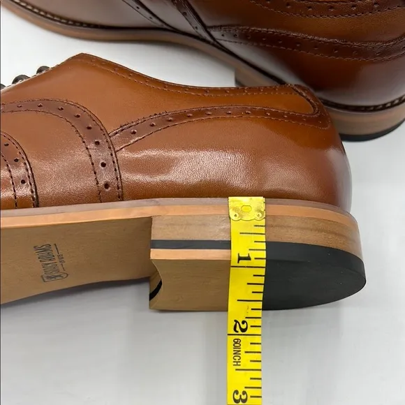 Stacy Adams Sz 12 Dunbar Brown Leather Oxford Shoes with Brogue Detailing NIB