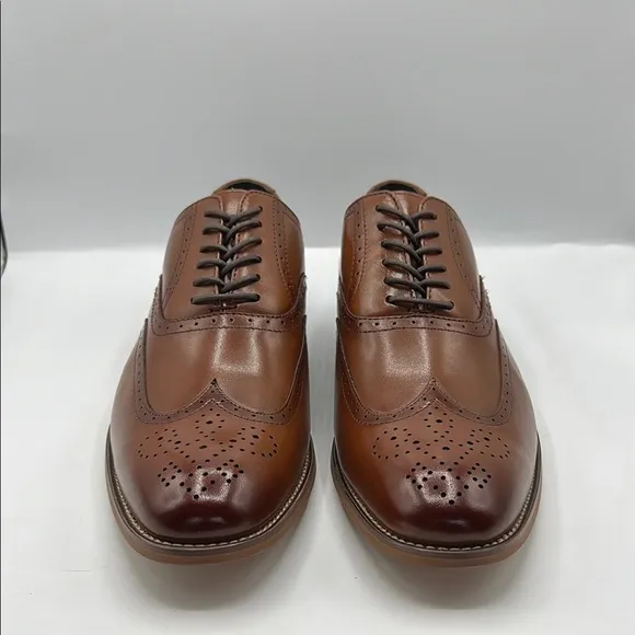 Stacy Adams Sz 12 Dunbar Brown Leather Oxford Shoes with Brogue Detailing NIB