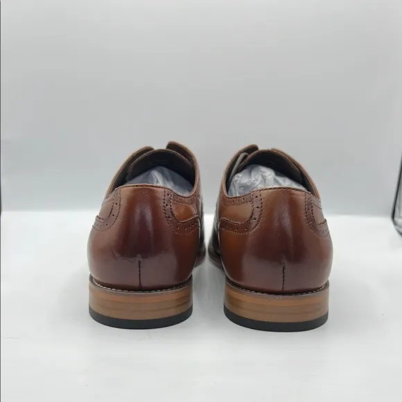 Stacy Adams Sz 12 Dunbar Brown Leather Oxford Shoes with Brogue Detailing NIB