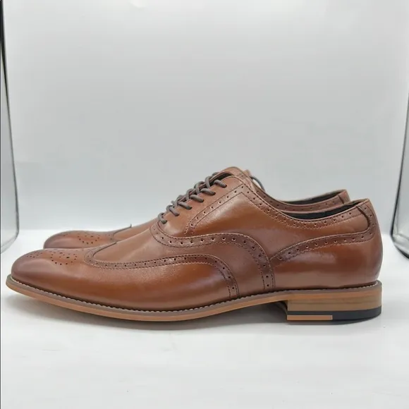 Stacy Adams Sz 12 Dunbar Brown Leather Oxford Shoes with Brogue Detailing NIB