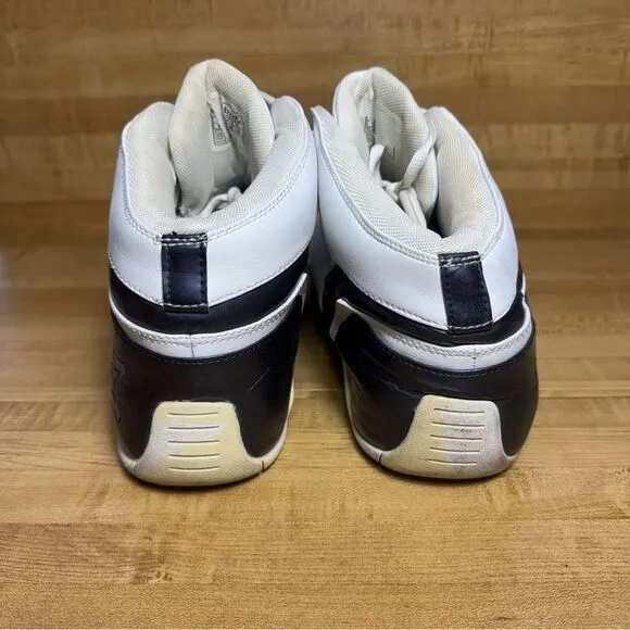 STARBURY Stephon Marbury Mens Size 13 White Leather Blue Stripe Basketball Shoes