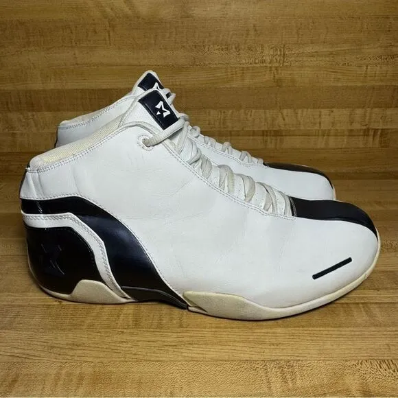 STARBURY Stephon Marbury Mens Size 13 White Leather Blue Stripe Basketball Shoes