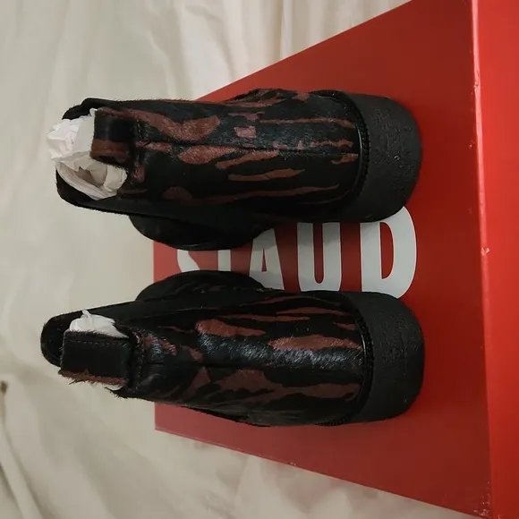 STAUD Palamino Platform Chelsea Ankle Boots in Zebra 7